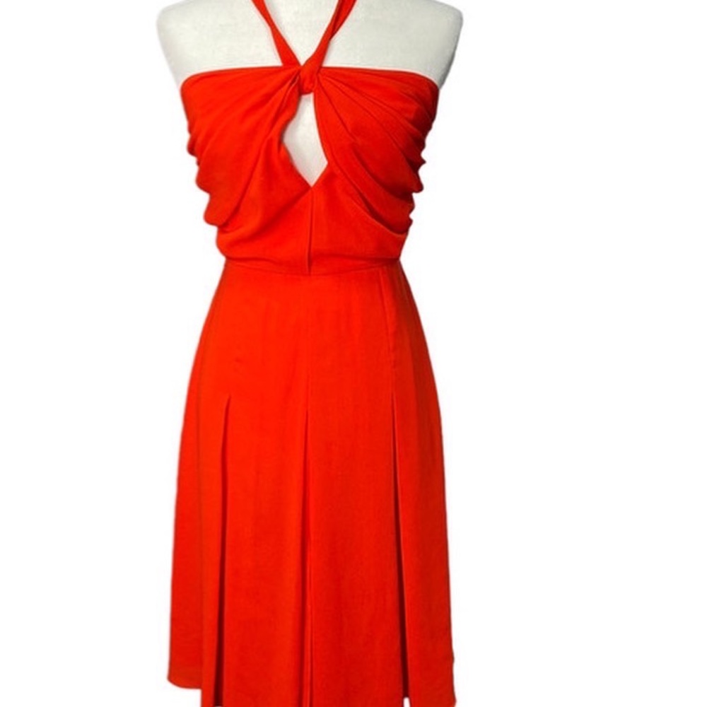 L’agence red crepe above the knee mini dress